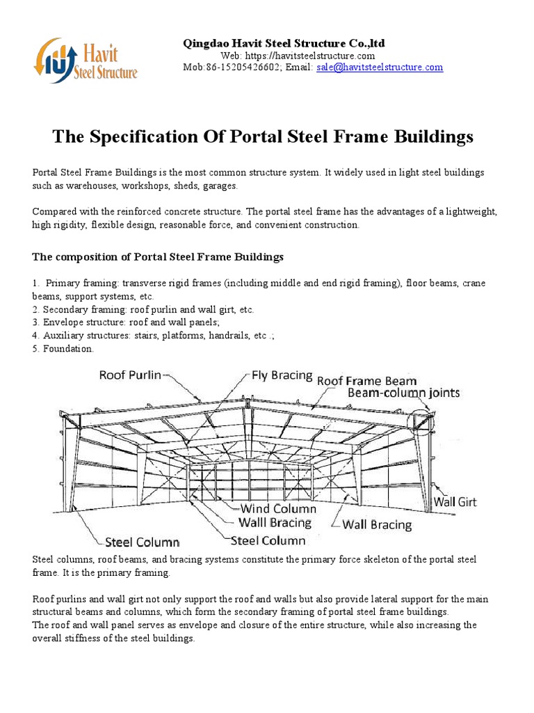 Portal Steel Frame Building Specifications | PDF