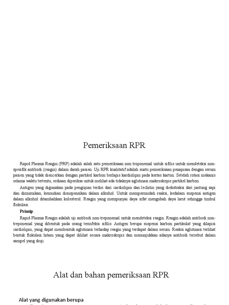 Prosedur dan Prinsip Pemeriksaan RPR | PDF | Sains & Matematika