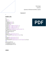 Matlab Code:: Shivarachappa 17BCE0539 Application of Differential and Difference Equation