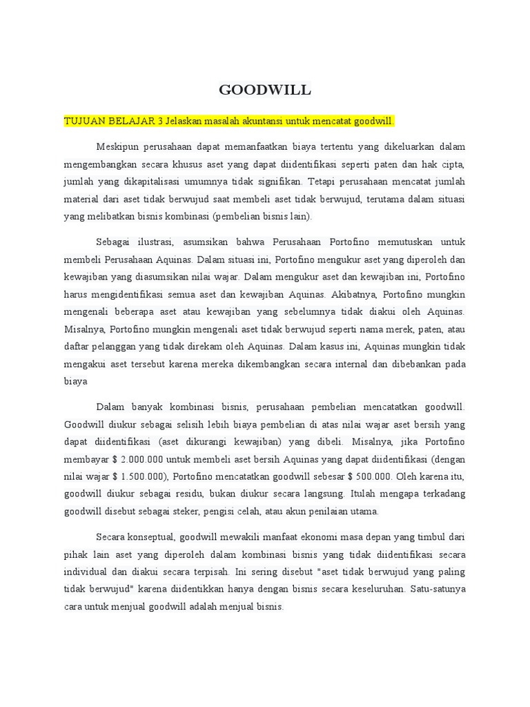 Pencatatan dan Pengukuran Goodwill | PDF