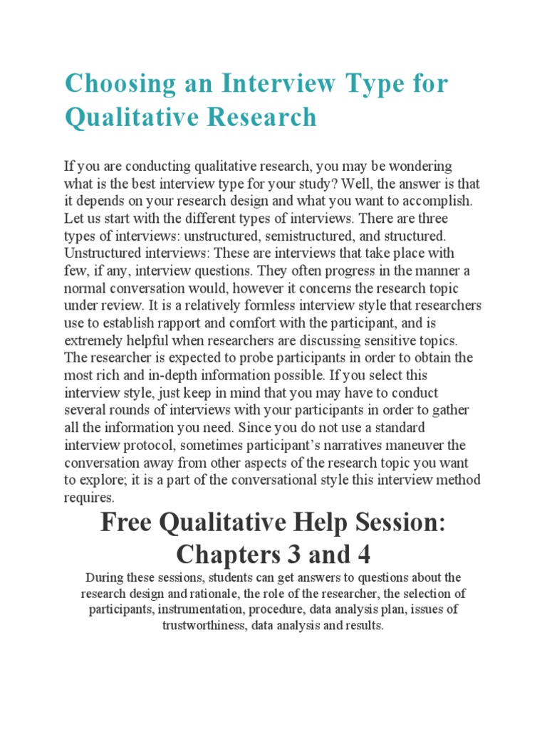 Types of Interview For Research Project 111 | PDF | Interview ...