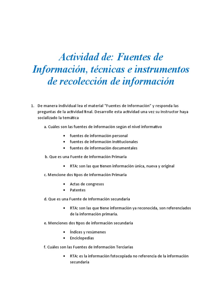 Actividad de Fuentes Informativas | PDF | Información | Science