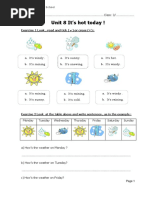 Unit 8 It's Hot Today !: Exercise 1 Look, Read and Tick ( ) or Cross (×)