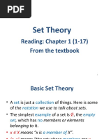 Set Theory: Reading: Chapter 1 (1-17) From The Textbook