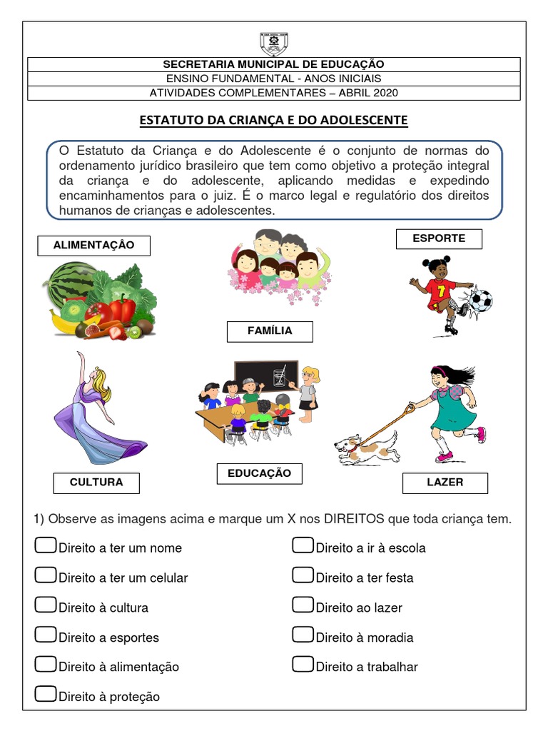 Atividade Eca | PDF | Adolescência | Família