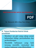 Kebutuhan Nutrisi Untuk Prasekolah