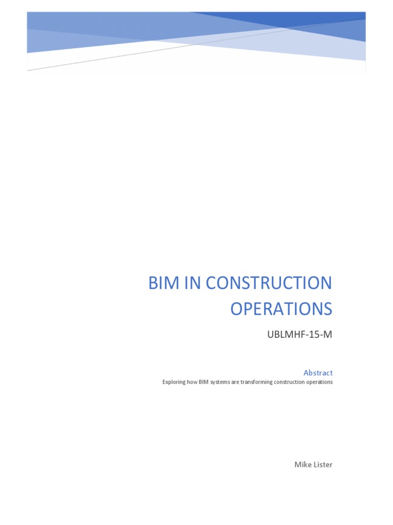 BIM in Construction Operations | PDF | Building Information Modeling