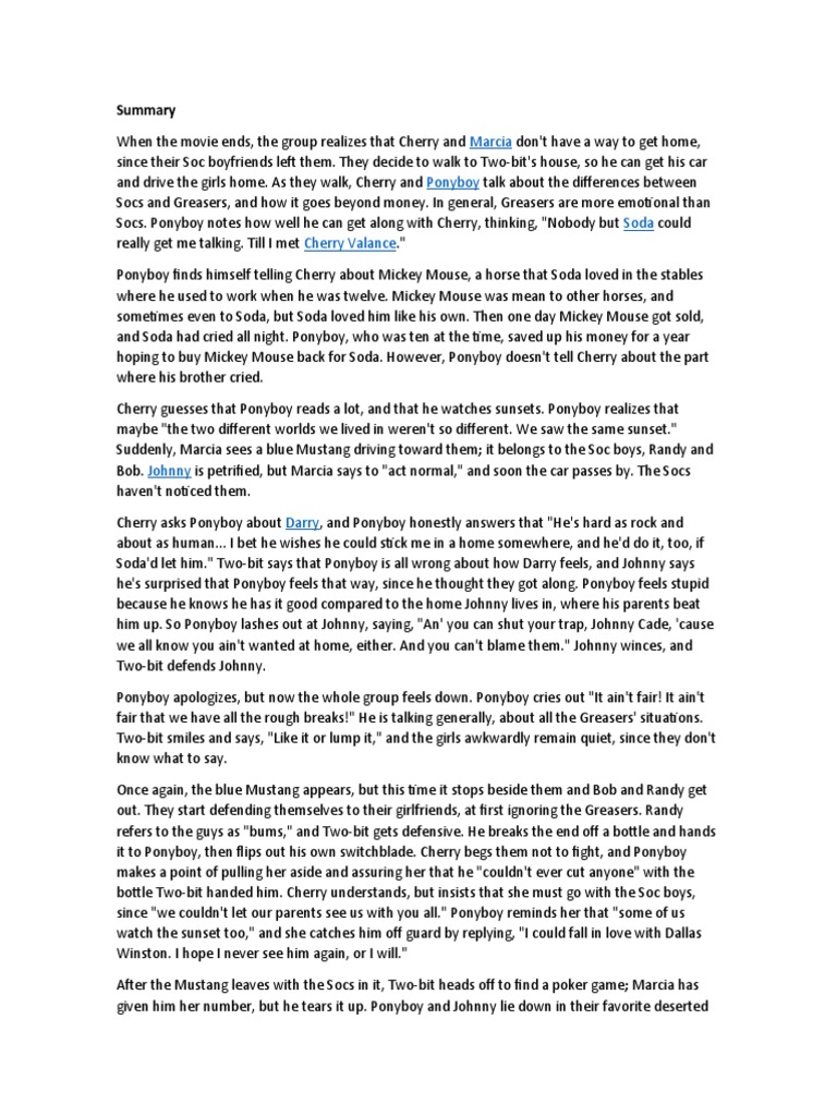 Summary The Outsiders PDF