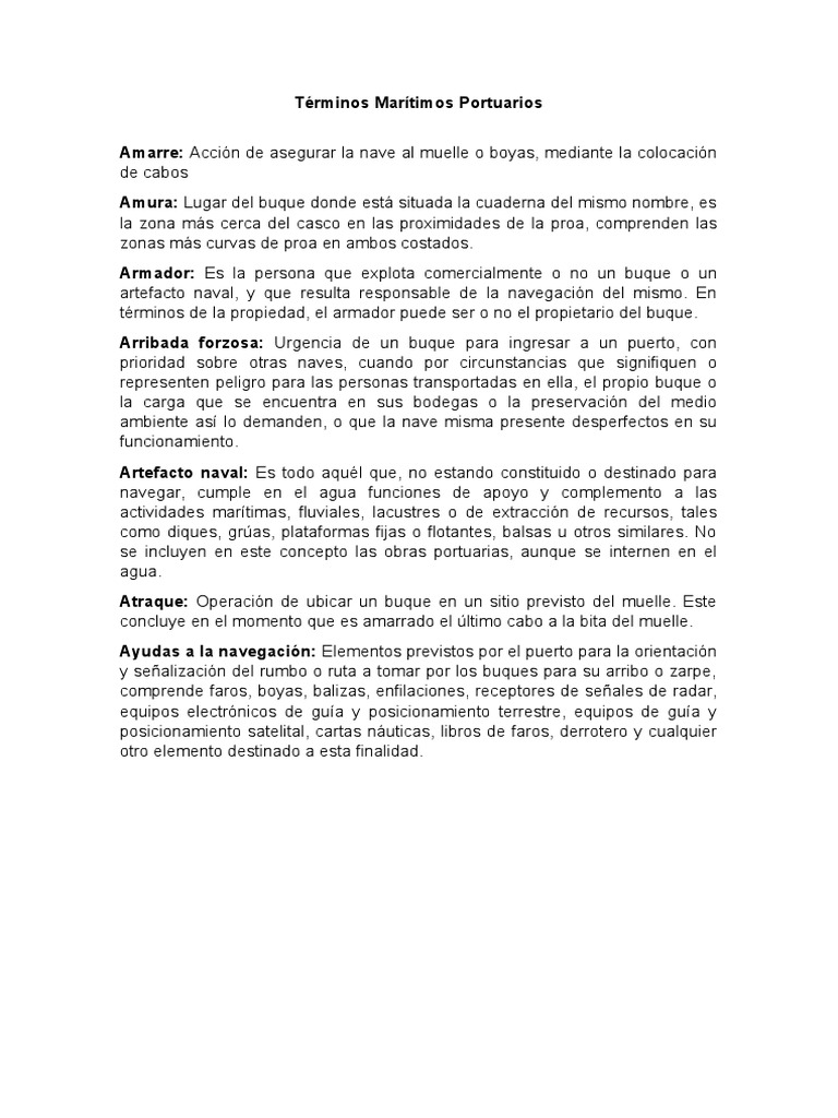 Términos Marítimos Portuarios | PDF