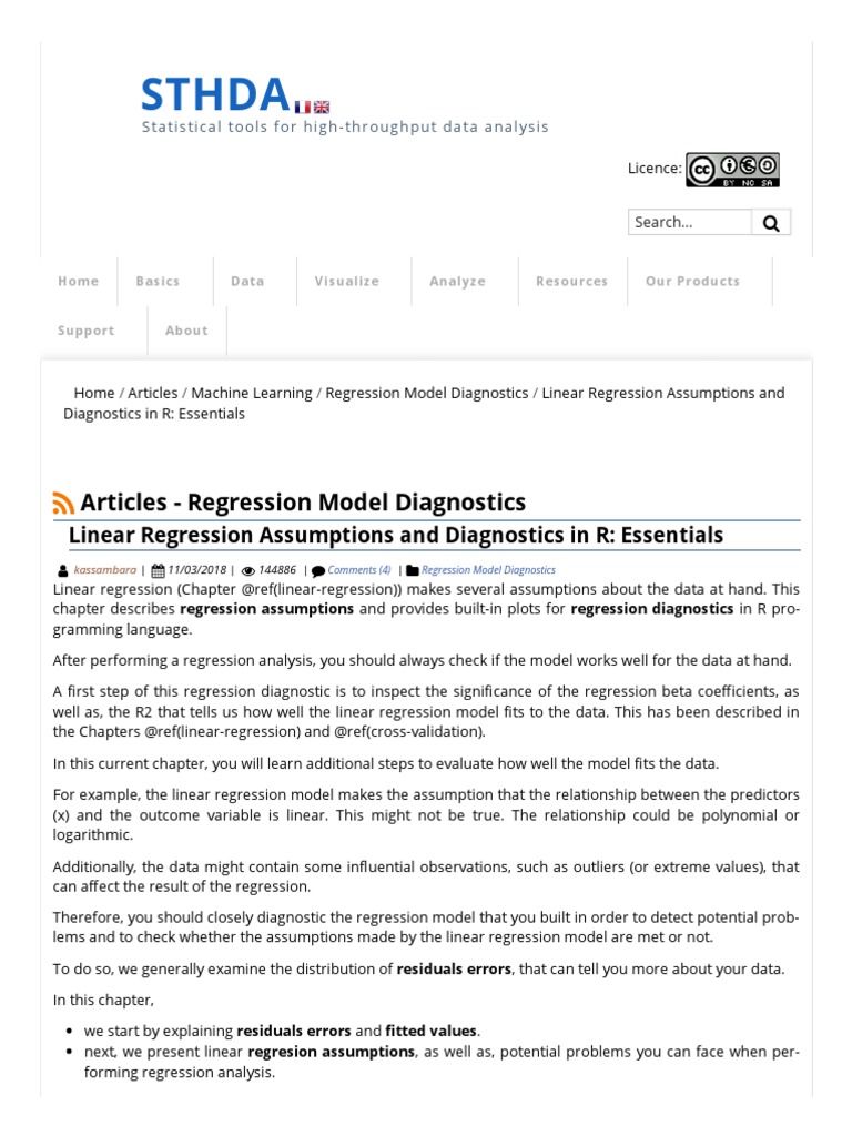 Linear Regression Assumptions and Diagnostics in R - Essentials ...