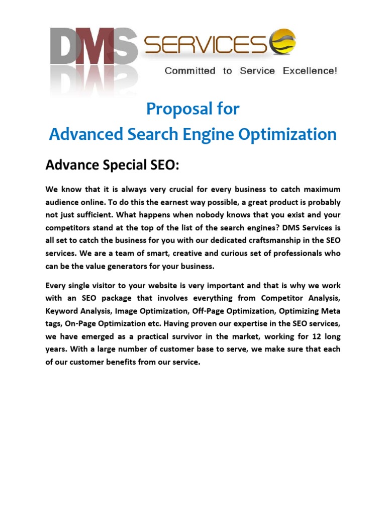 Proposal For Advanced Search Engine Optimization: Advance Special SEO ...