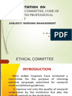Ethical Committee, Code of Ethics and Professional Conduct: Presentation On