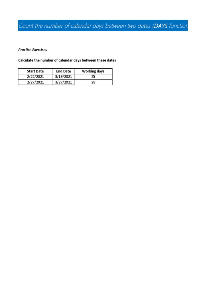 Excel Date Calculation Exercises | PDF | Workweek And Weekend | Chess