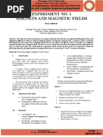 Experiment No. 1 Magnets and Magnetic Fields: Perez, Mikko B