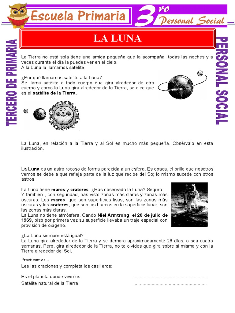 La Luna para Tercero de Primaria | PDF | Luna | Tierra
