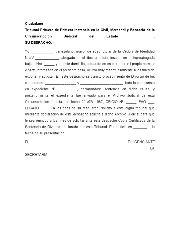 Modelo Solicitud EXP. Archivo Judicial | PDF