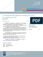 Focus Enseignement Apprentissage Oral Classe Fle