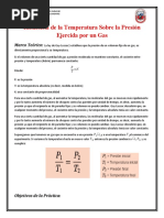 Influencia de La Temperatura Sobre La Presión Ejercida Por Un Gas