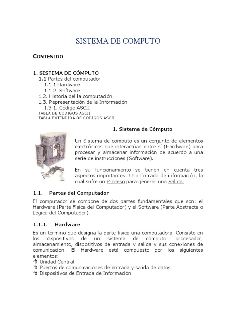 Sistema de Computo-Taller | PDF | Ascii | Hardware de la computadora
