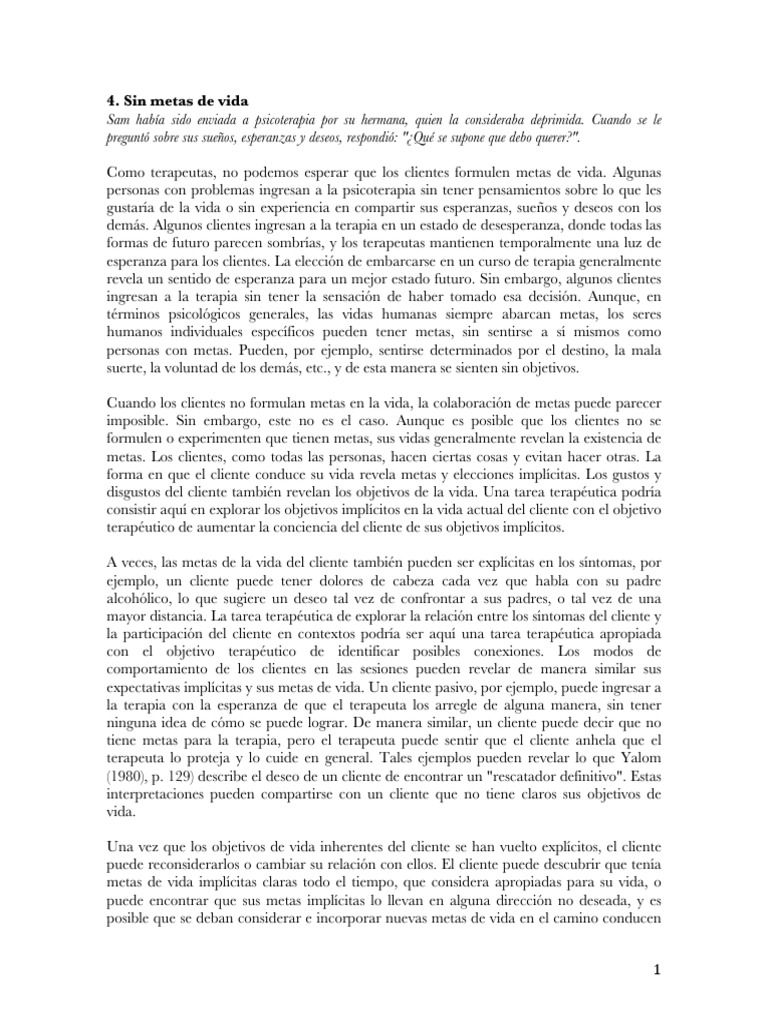 Objetivos y Metas - 3 | PDF | Psicoterapia | Cliente