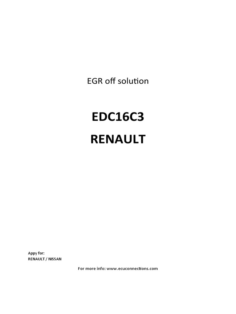 EGR Off Solution for Renault EDC16C3 | PDF | Technology & Engineering