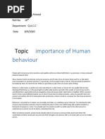 Topic: Importance of Human Behaviour