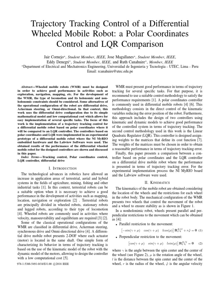 Trajectory Control for Differential Robots | PDF | Kinematics | Control ...