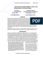 Gender-Based Communication Styles, Trust, and Satisfaction in Virtual Teams