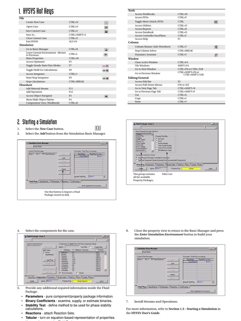 HYSYS Hot Keys: Tools | PDF | Computer Keyboard | Chart