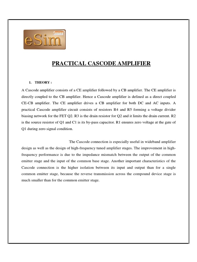 Practical Cascode Amplifier Overview | PDF | Science & Mathematics ...