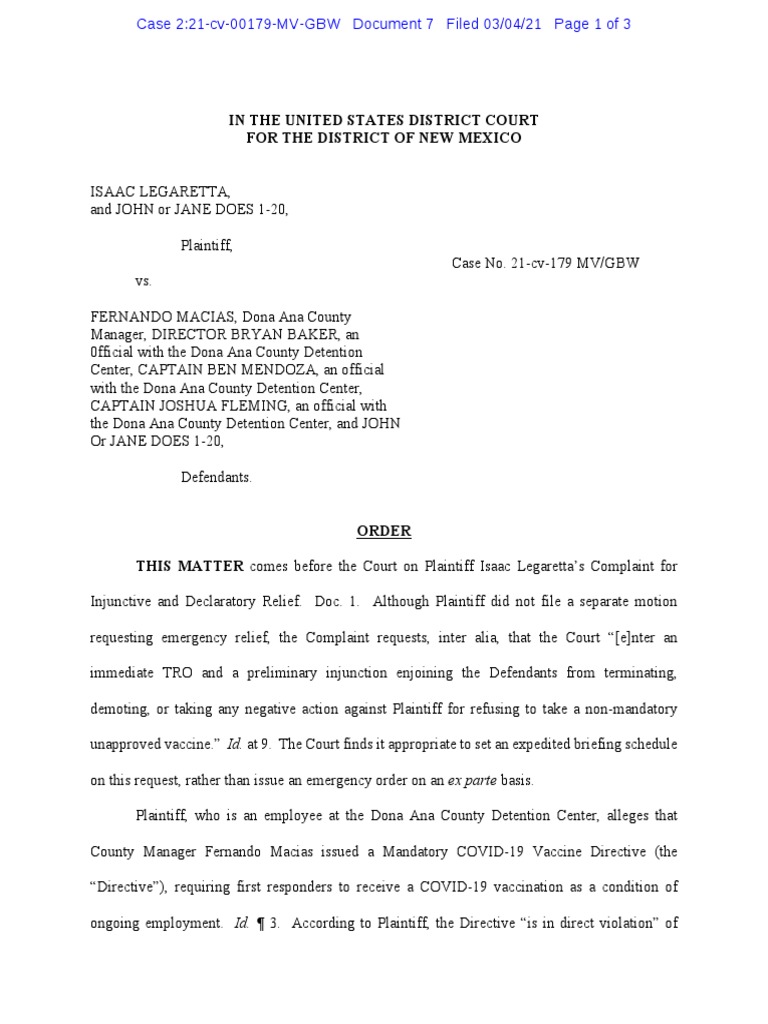 Dona Ana Lawsuit PDF Injunction Complaint