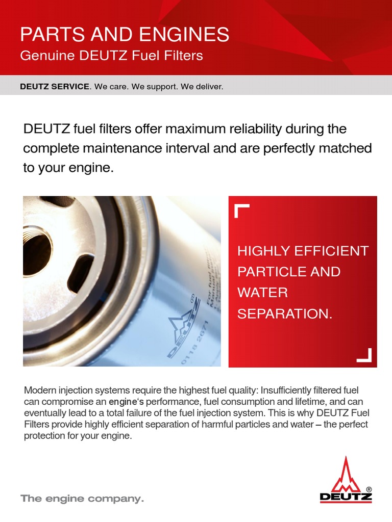 Parts and Engines: Genuine DEUTZ Fuel Filters | PDF