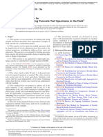 Making and Curing Concrete Test Specimens in The Field: Standard Practice For