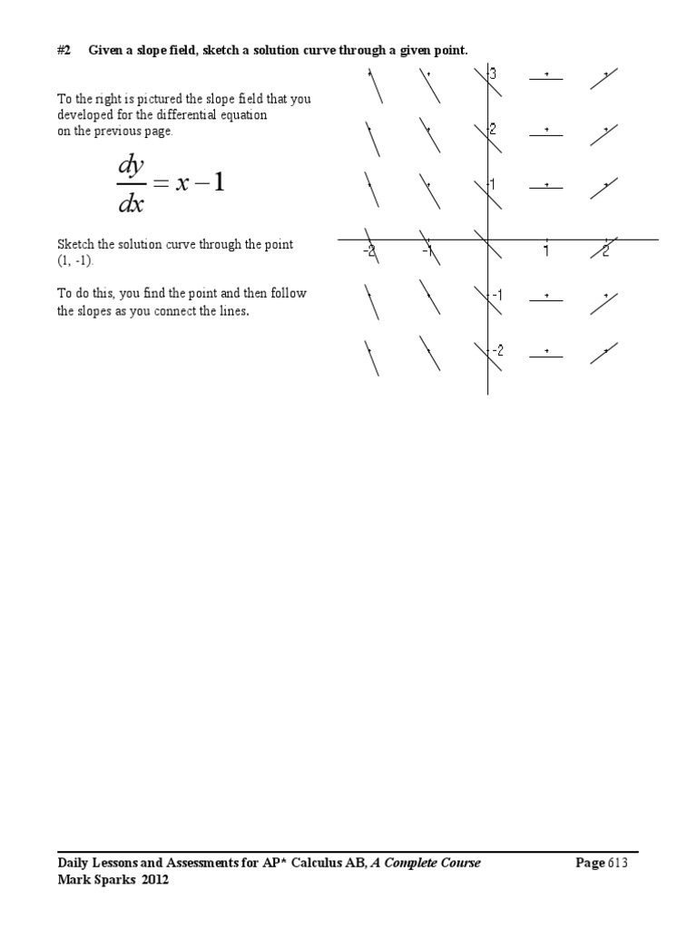 AP Calculus AB: Slope Fields Guide | PDF | Slope | Equations