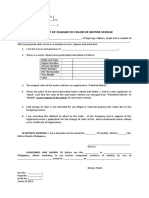 Affidavit of Change of Color of Vehicle by Car Shop