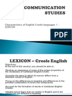 Characteristics of English Creole Languages LEXICON