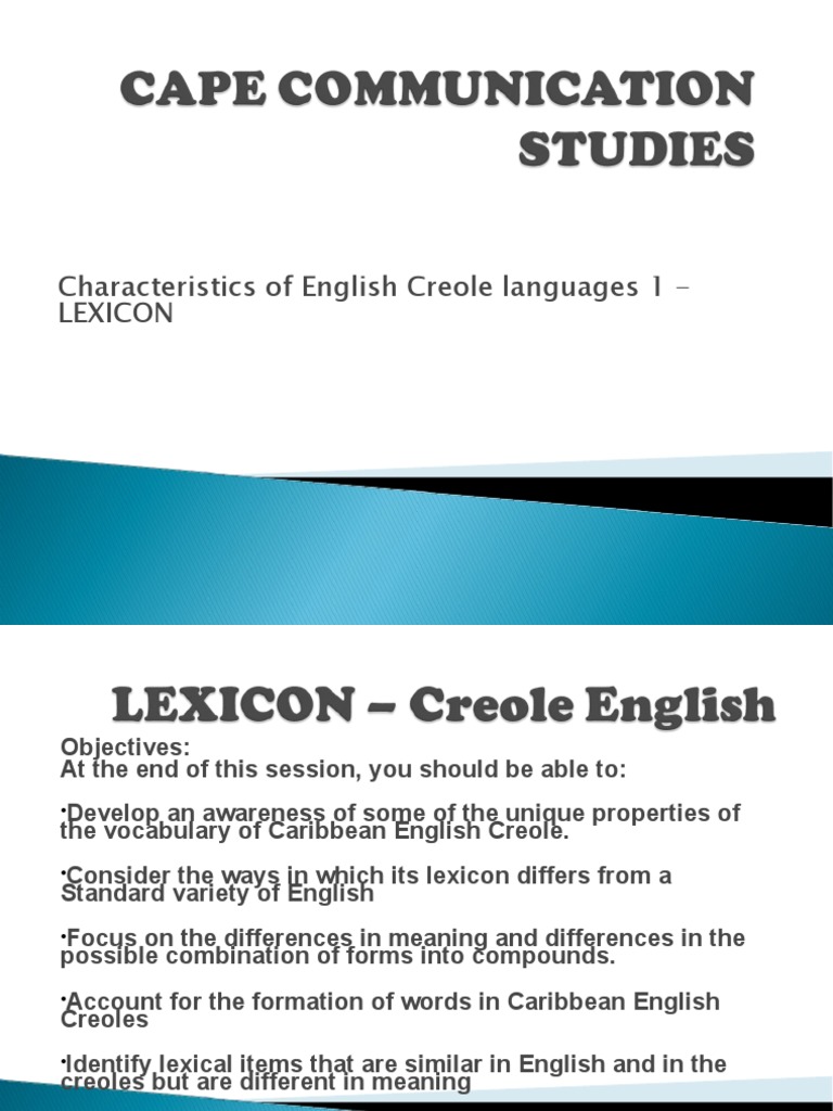 Characteristics of Caribbean English Creole | PDF | Lexicon | English ...