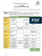 Rúbrica de evaluación del sistema solar