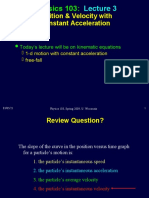 Physics 103 Lecture on Kinematics