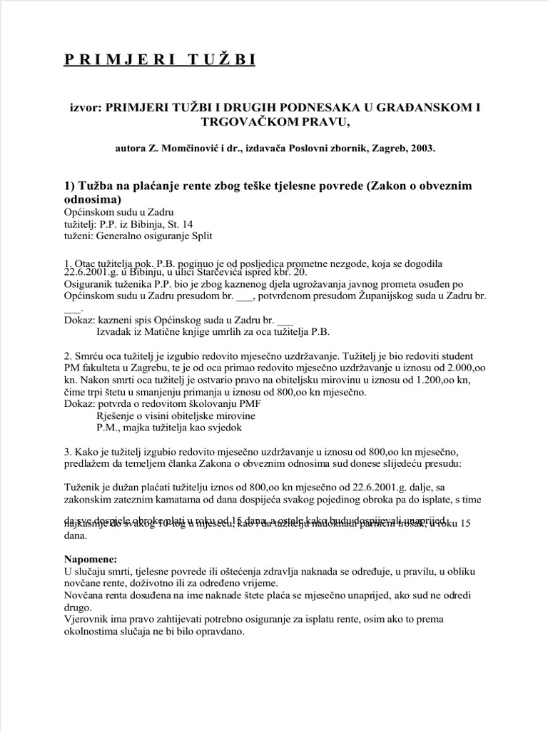 Dokumen - Tips Primjeri-Tuzbi | PDF