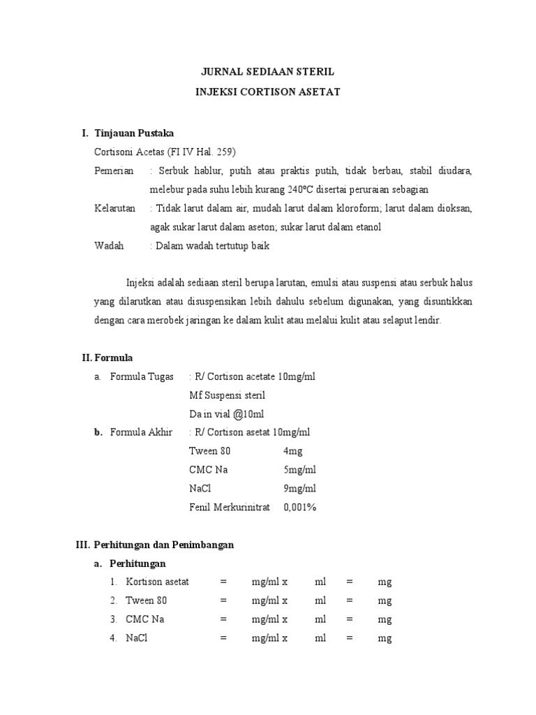 Juirnal Injeksi Cortison Asetate | PDF