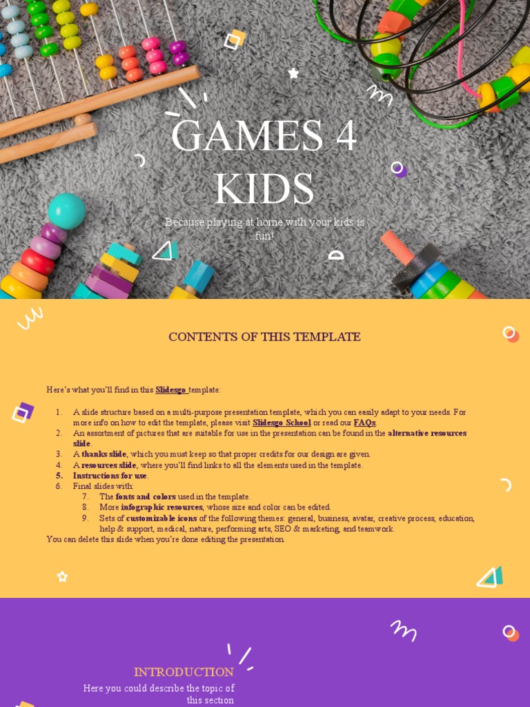 Games For Kids by Slidesgo PDF Leisure