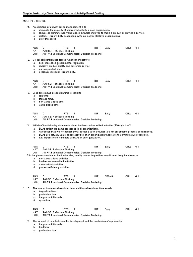 Chapter 4 Activity Based Costing Mc Pdf Cost Accounting
