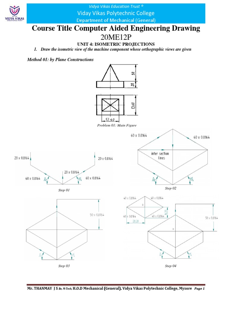 20ME12P Unit 04 Orthographic To Isometric Projections | PDF | Drawing ...