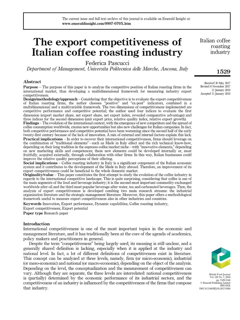 Italian Coffee PDF Competitive Advantage Coffee