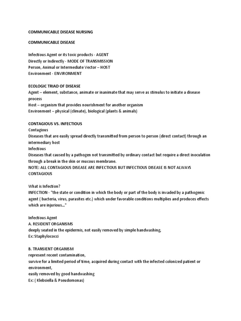Communicable Disease Nursing | PDF | Infection | Pathogen