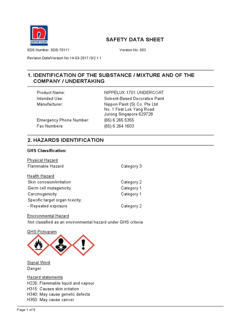 Identification of The Substance / Mixture and of The Company ...