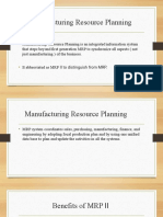 Manufacturing Resource Planning: II To Distinguish From MRP