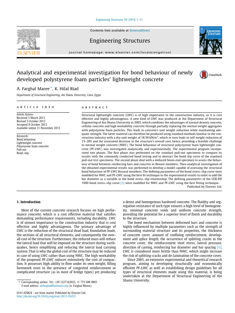 Analytical and Experimental Investigation For Bond Behaviour of Newly ...