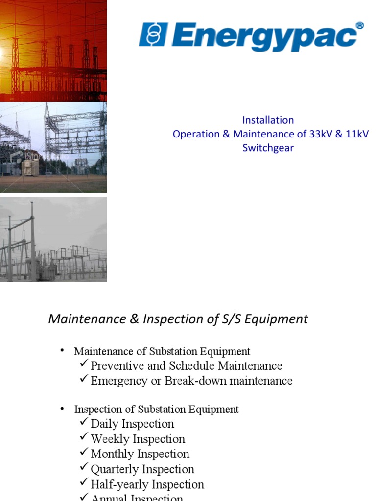 Installation Operation & Maintenance of 33kV & 11kV Switchgear | PDF ...